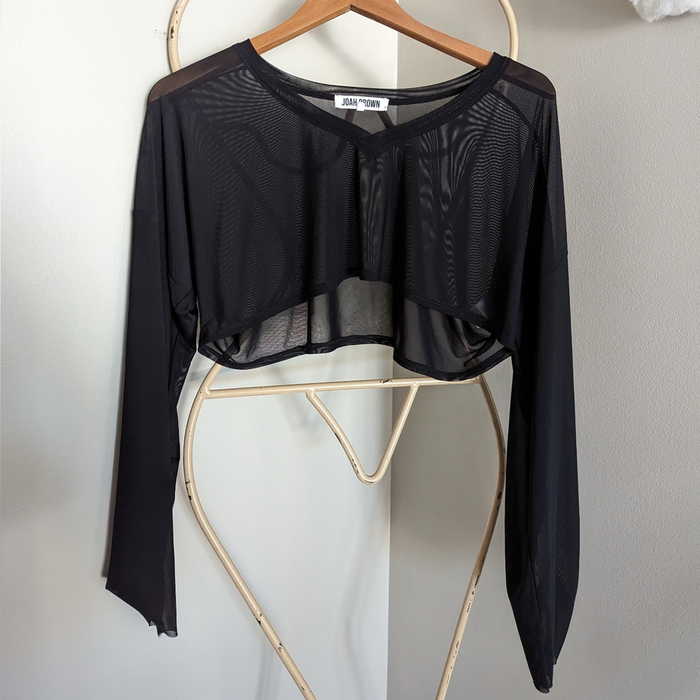 Joah Brown Crop Mesh Top for festival season